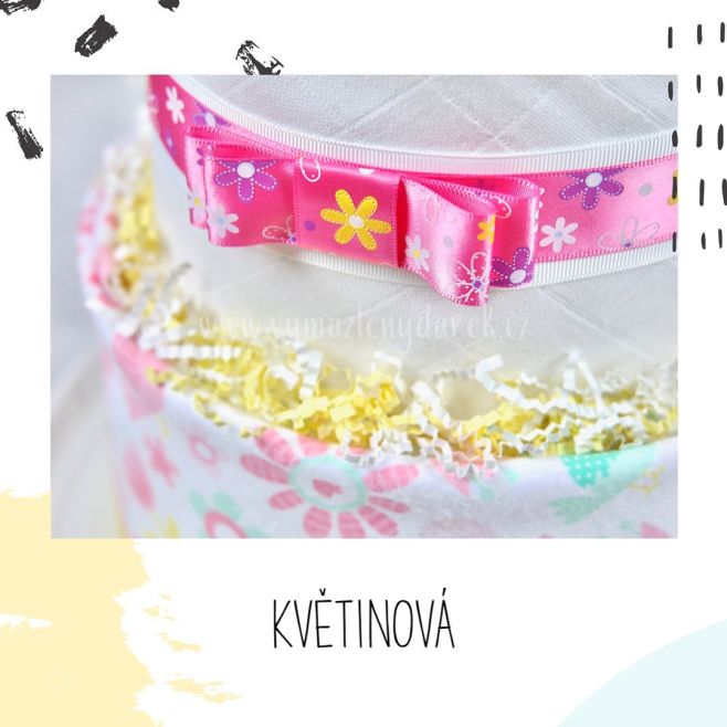 Detaily 💗💛💗 🎂 DVOUPATROVÝ PLENKOVÝ DORT TONIČKA 👉🏻 bit.ly/dvoupatrovy_plenkovy_dort_tonicka . . #newbaby #gift #diapercake...